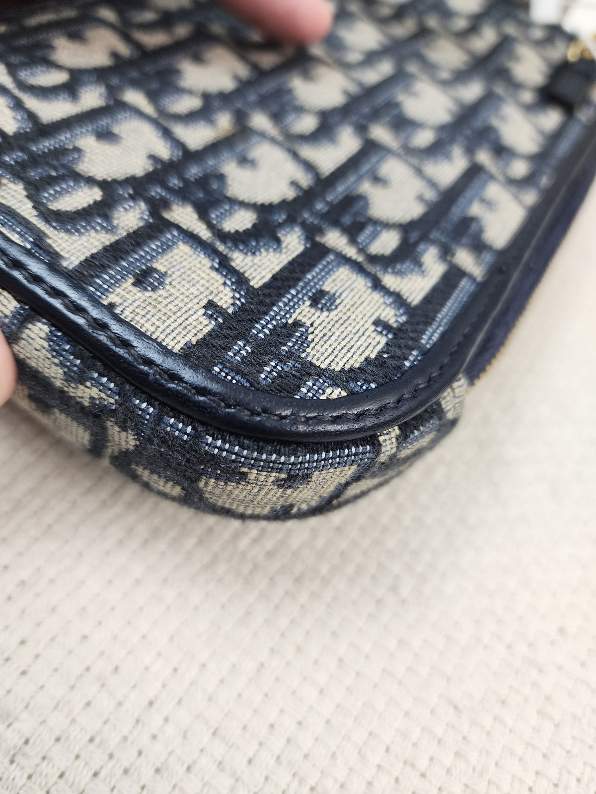 Dior Navy Oblique 30 Montaigne Phone Holder (GHW)