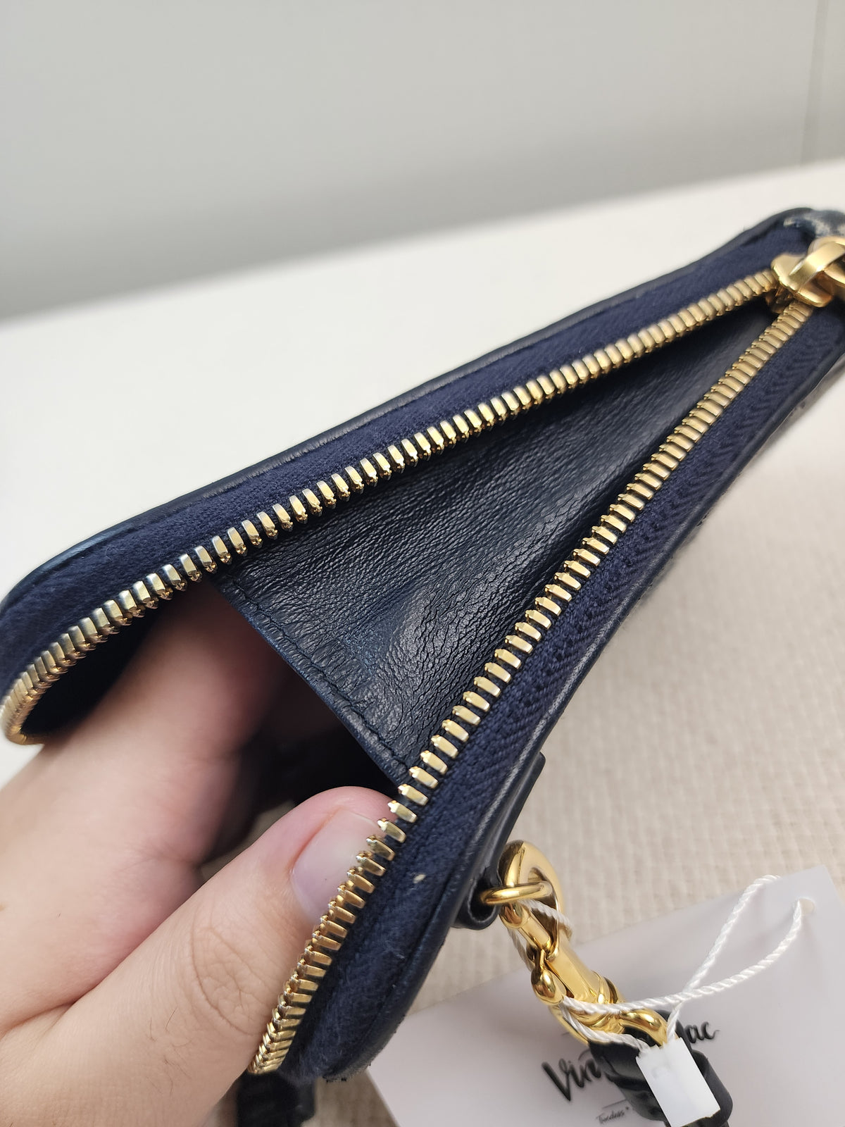 Dior Navy Oblique 30 Montaigne Phone Holder (GHW)