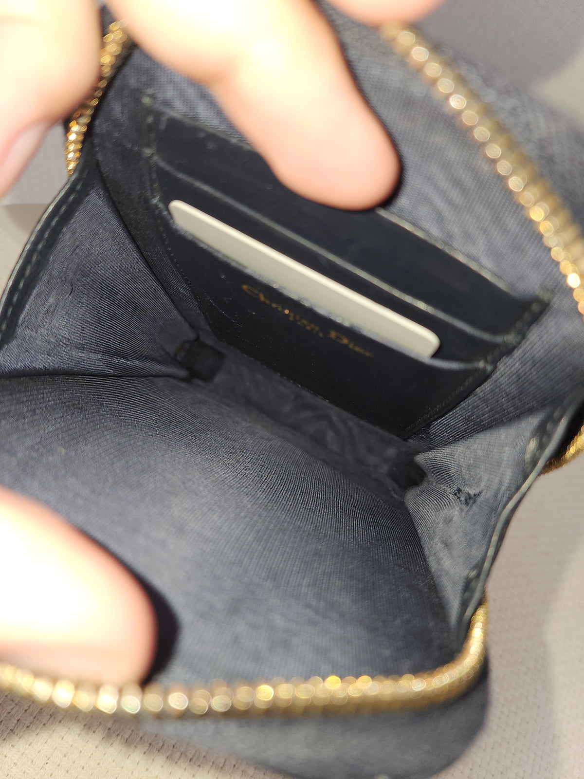 Dior Navy Oblique 30 Montaigne Phone Holder (GHW)
