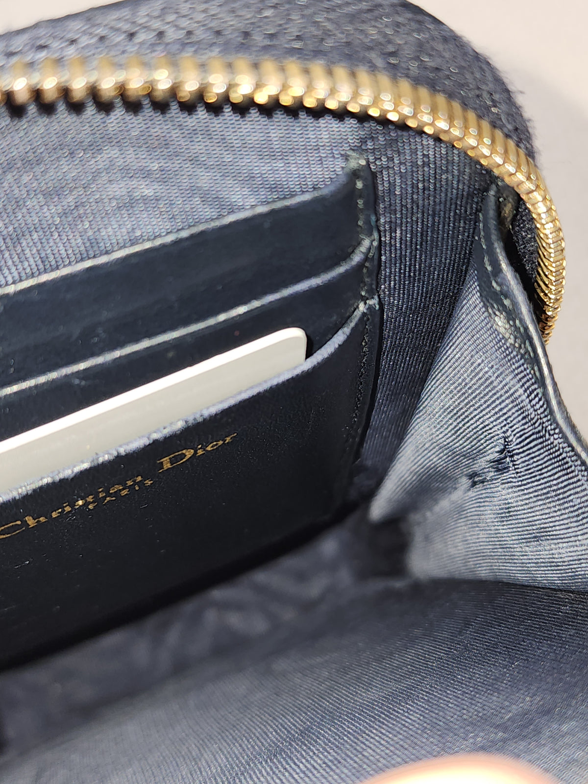 Dior Navy Oblique 30 Montaigne Phone Holder (GHW)