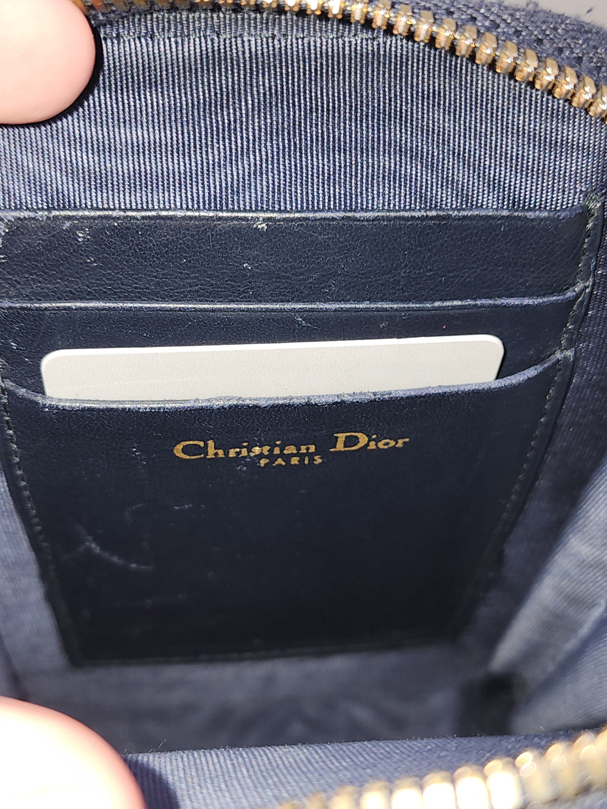 Dior Navy Oblique 30 Montaigne Phone Holder (GHW)