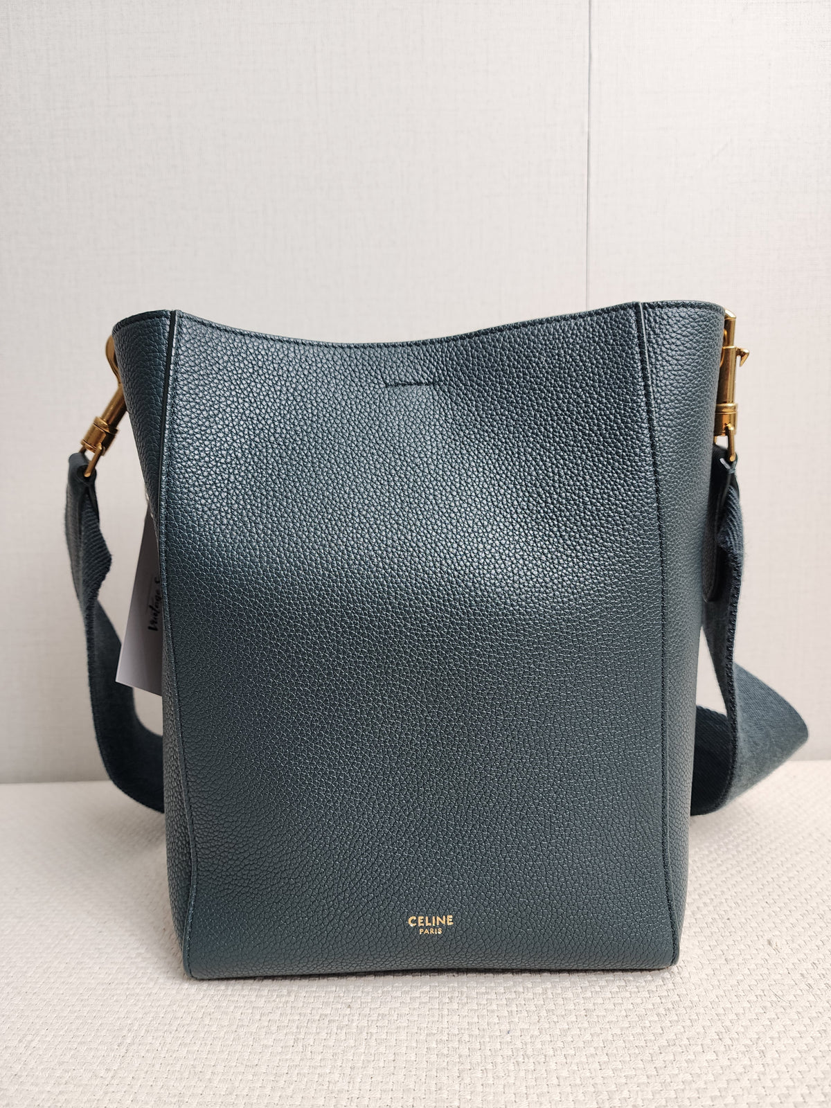 Celine Green Calfskin Small Sangle Bucket Bag (GHW)