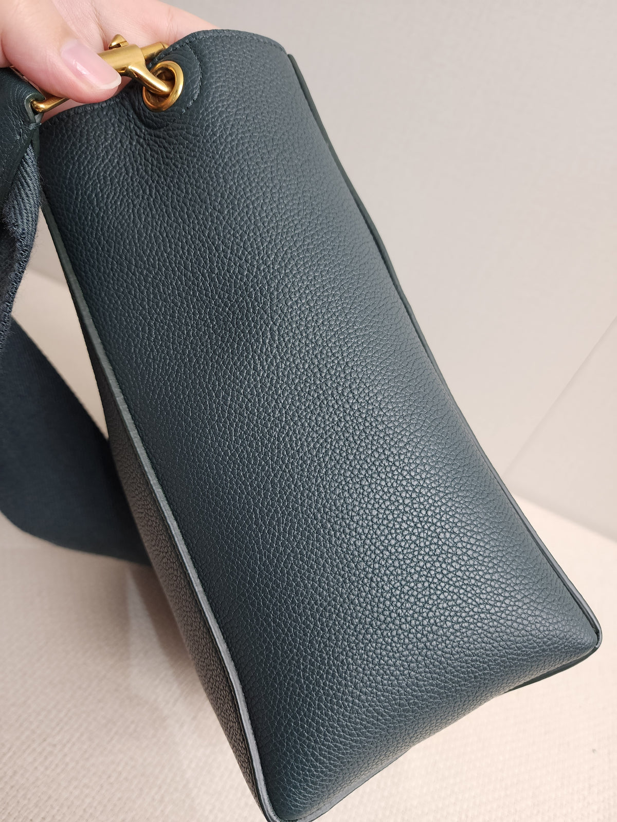 Celine Green Calfskin Small Sangle Bucket Bag (GHW)