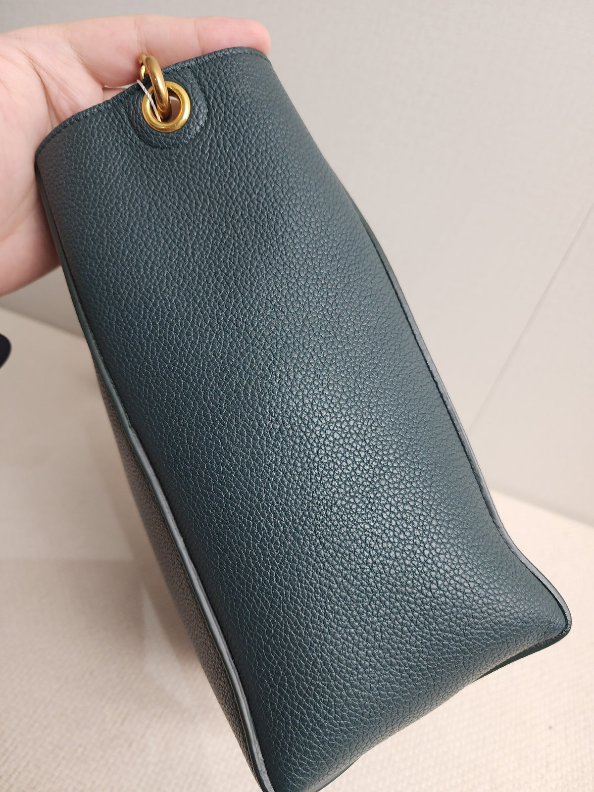 Celine Green Calfskin Small Sangle Bucket Bag (GHW)