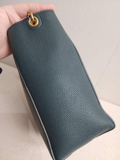 Celine Green Calfskin Small Sangle Bucket Bag (GHW)