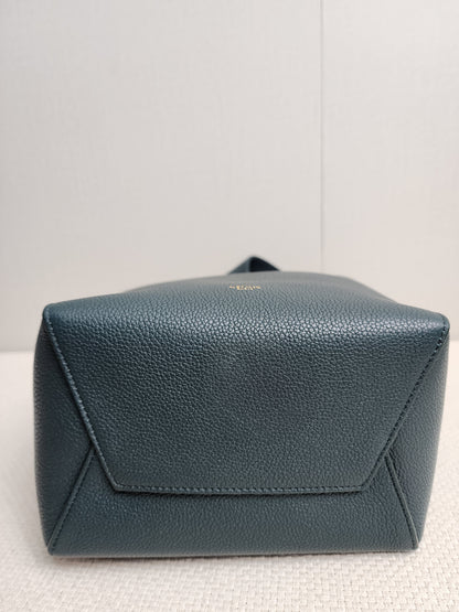 Celine Green Calfskin Small Sangle Bucket Bag (GHW)