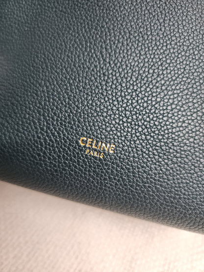 Celine Green Calfskin Small Sangle Bucket Bag (GHW)