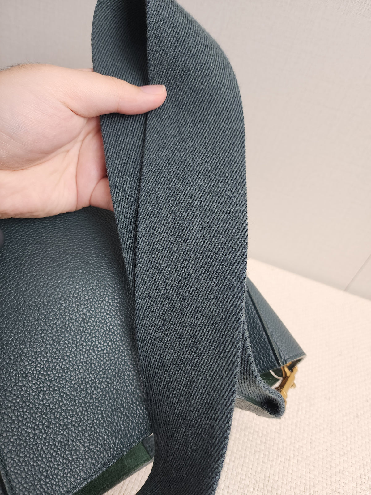 Celine Green Calfskin Small Sangle Bucket Bag (GHW)
