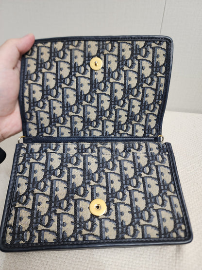Dior Navy Oblique Montaigne 30 2-in-1 Pouch