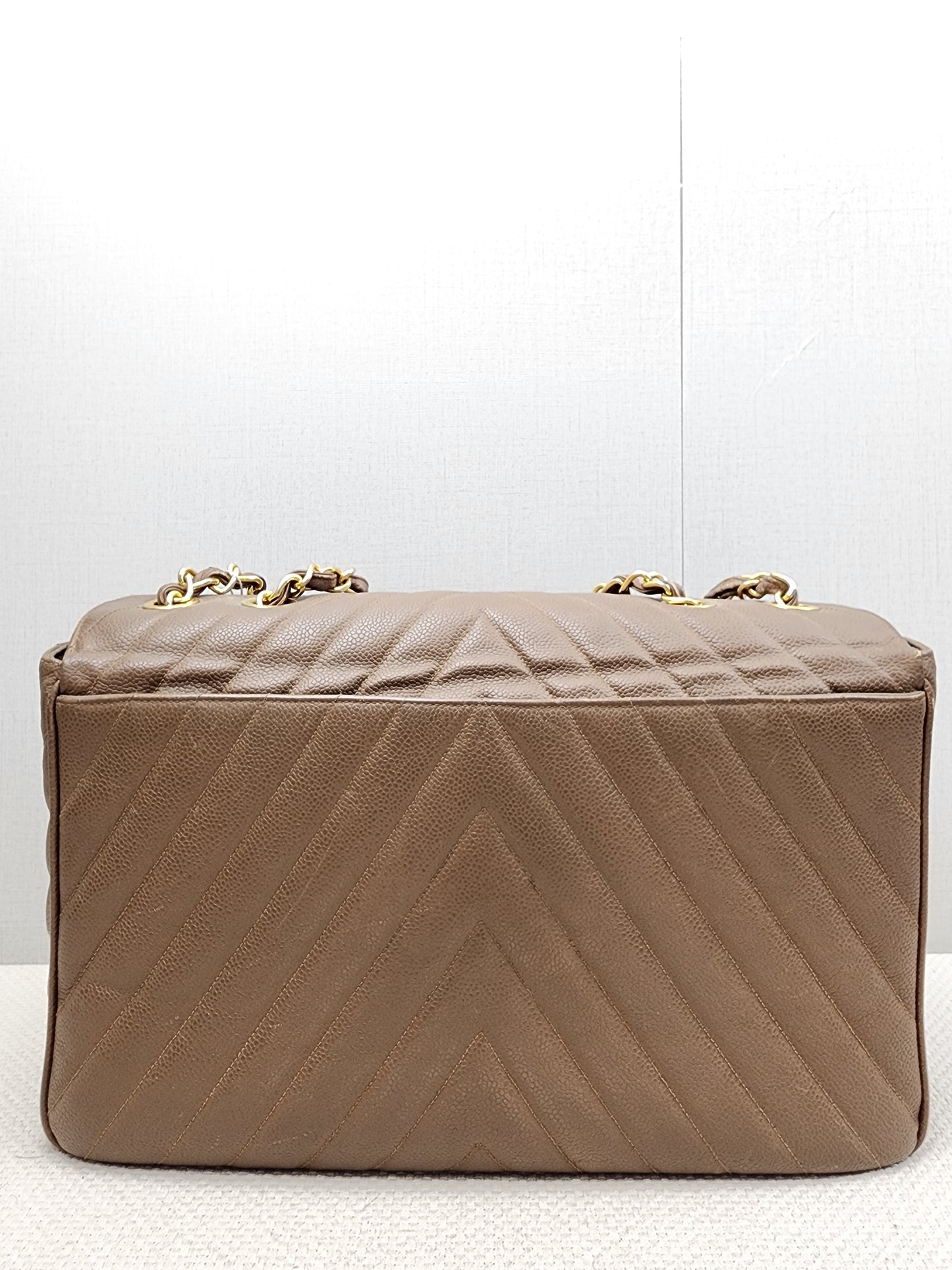 Chanel Caramel Chevron Big CC Turnlock Flap(GHW)