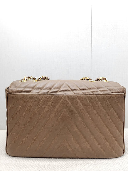 Chanel Caramel Chevron Big CC Turnlock Flap(GHW)