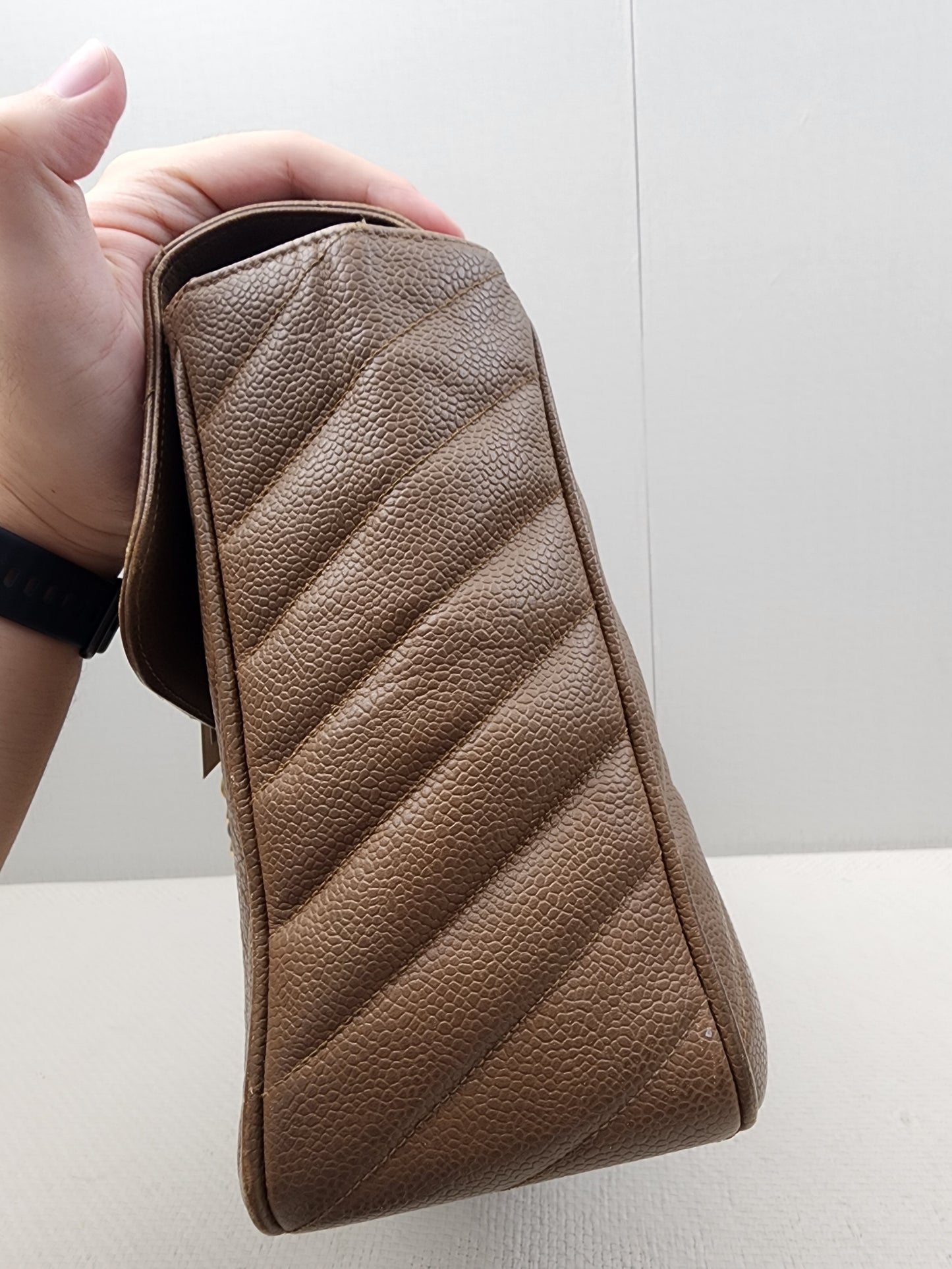 Chanel Caramel Chevron Big CC Turnlock Flap(GHW)