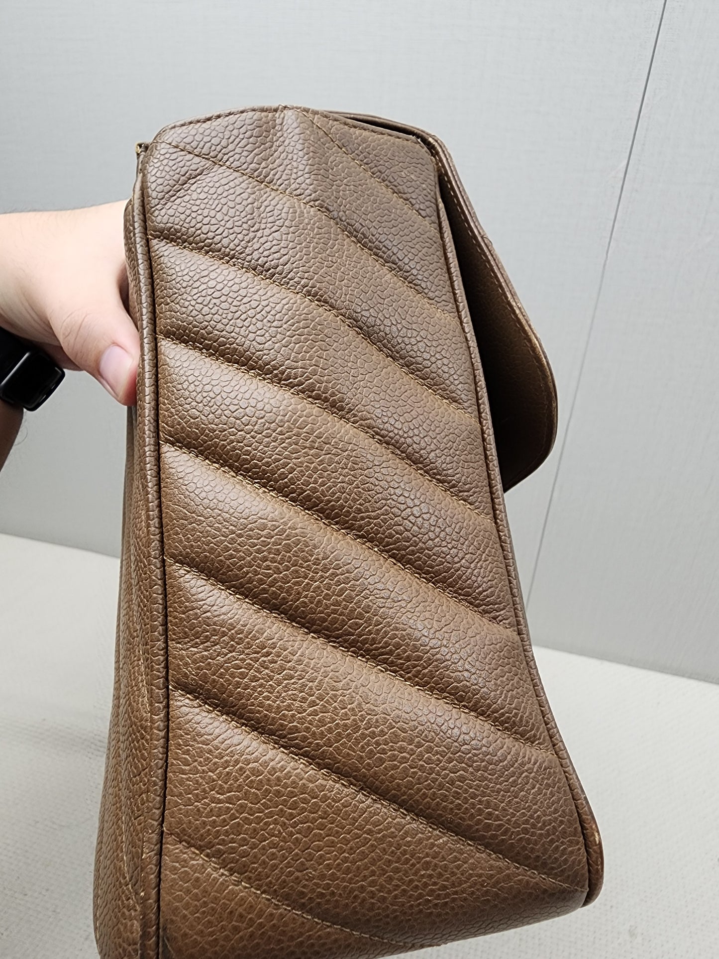 Chanel Caramel Chevron Big CC Turnlock Flap(GHW)