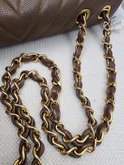 Chanel Caramel Chevron Big CC Turnlock Flap(GHW)