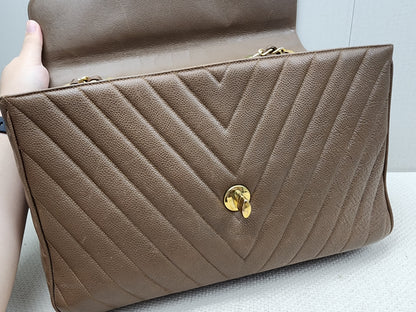 Chanel Caramel Chevron Big CC Turnlock Flap(GHW)