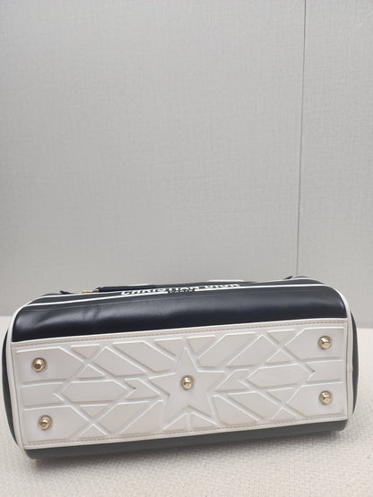 Dior Black x White Calfskin Small Vibe Zip Bowling Bag (GHW)