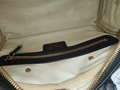 Dior Black x White Calfskin Small Vibe Zip Bowling Bag (GHW)