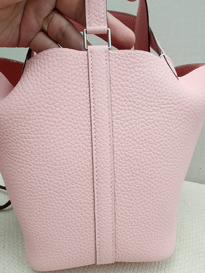 Hermes Rose Sakura Picotin 18 (PHW)