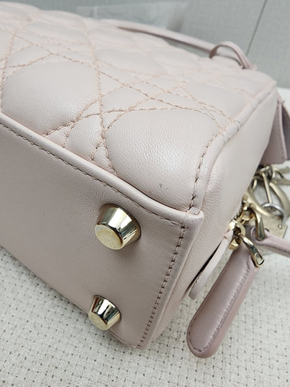 Dior Light Pink Lambskin Cannage Lily Tote (GHW)