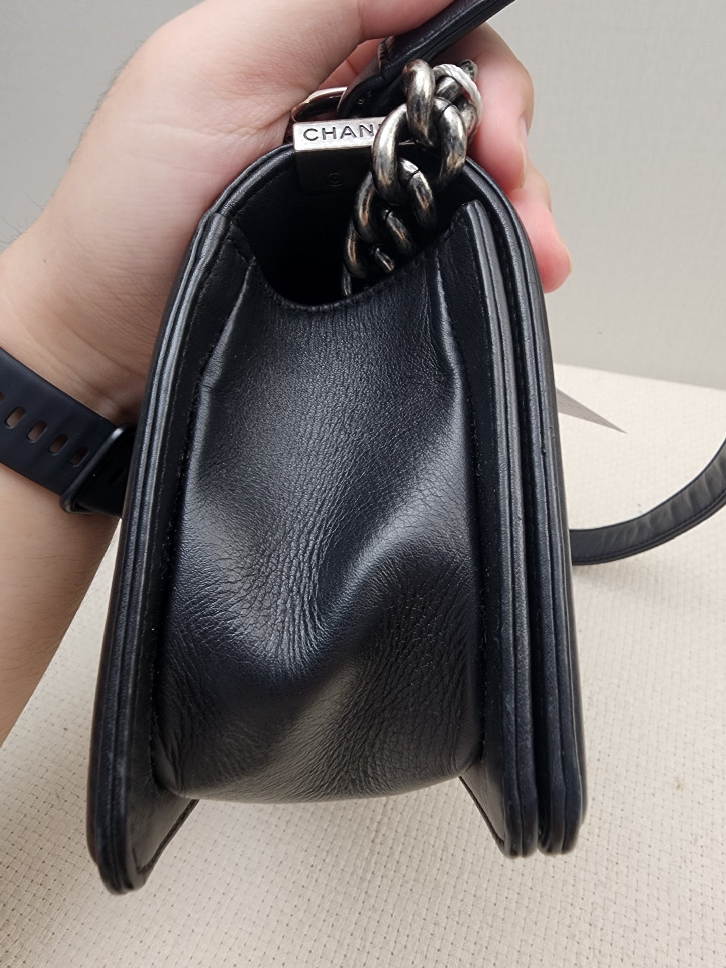 Chanel Black Lambskin Small Boy (RHW)