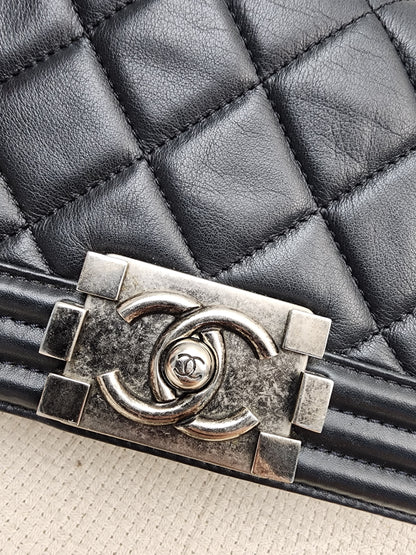 Chanel Black Lambskin Small Boy (RHW)