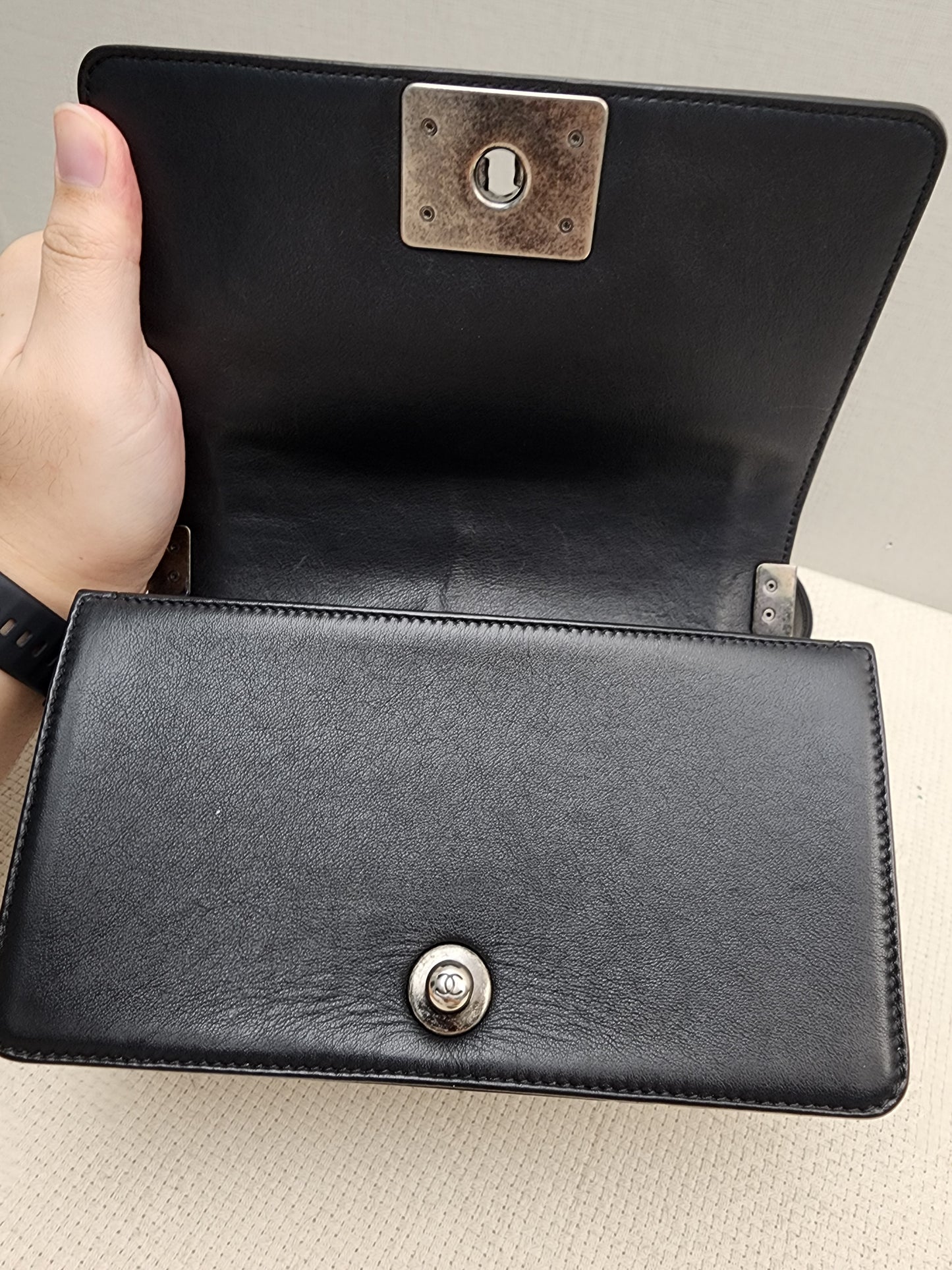 Chanel Black Lambskin Small Boy (RHW)