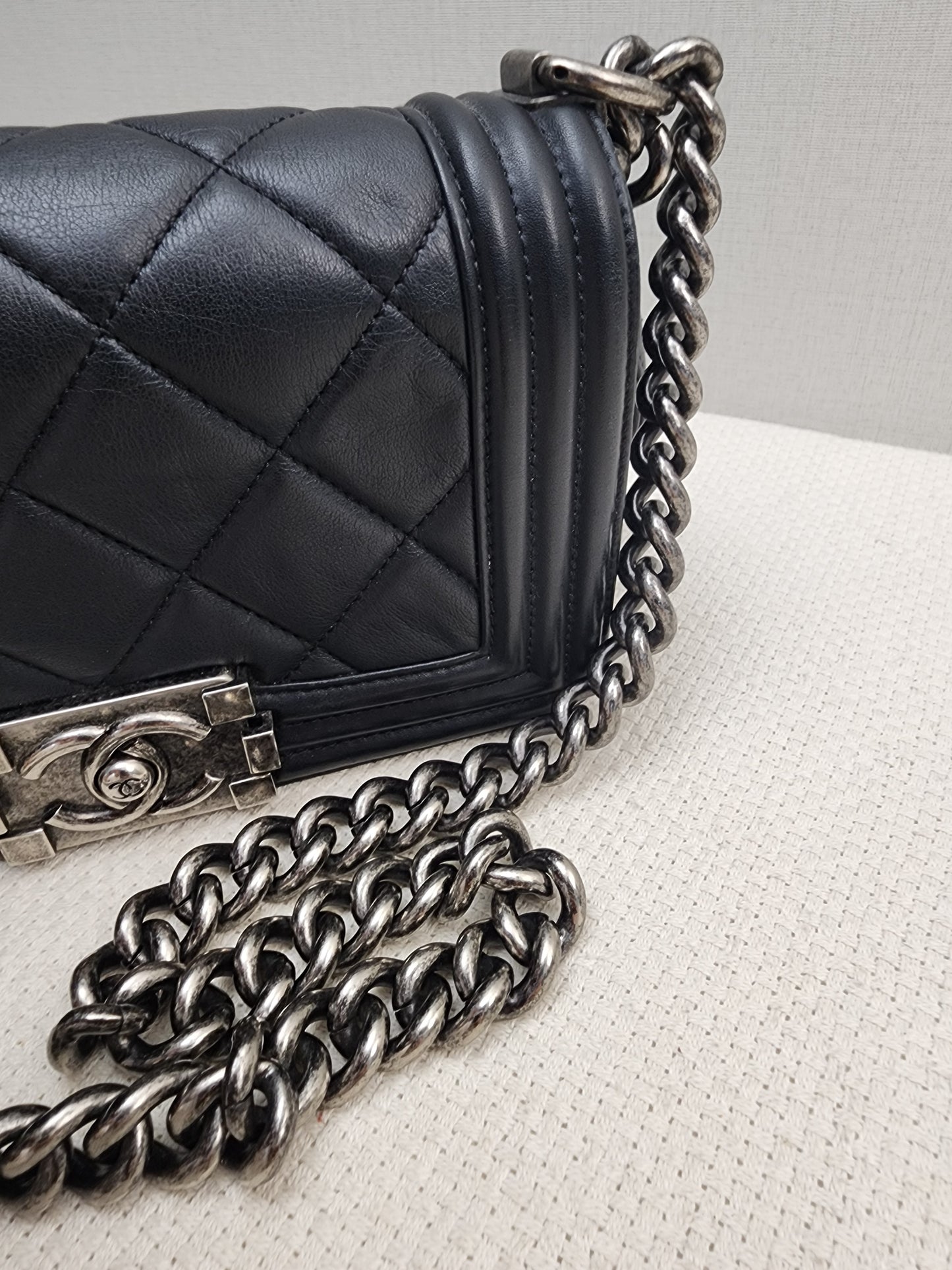 Chanel Black Lambskin Small Boy (RHW)
