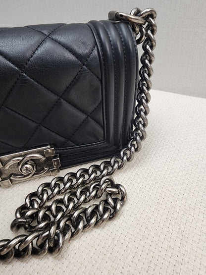 Chanel Black Lambskin Small Boy (RHW)