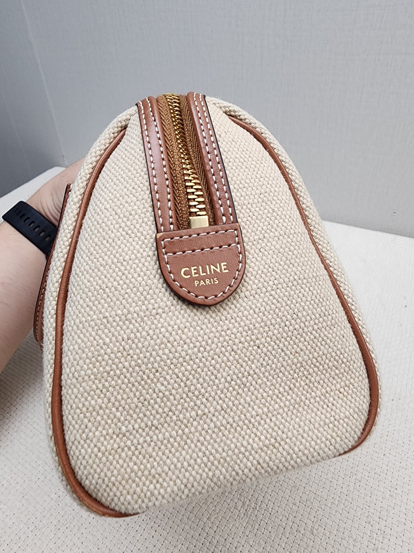 Celine Naturel Canvas Small Boston Bag