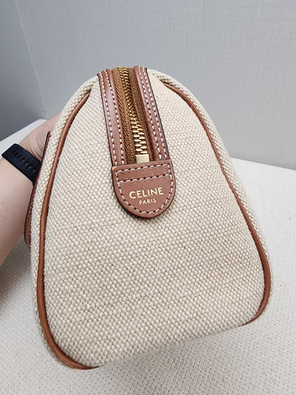 Celine Naturel Canvas Small Boston Bag