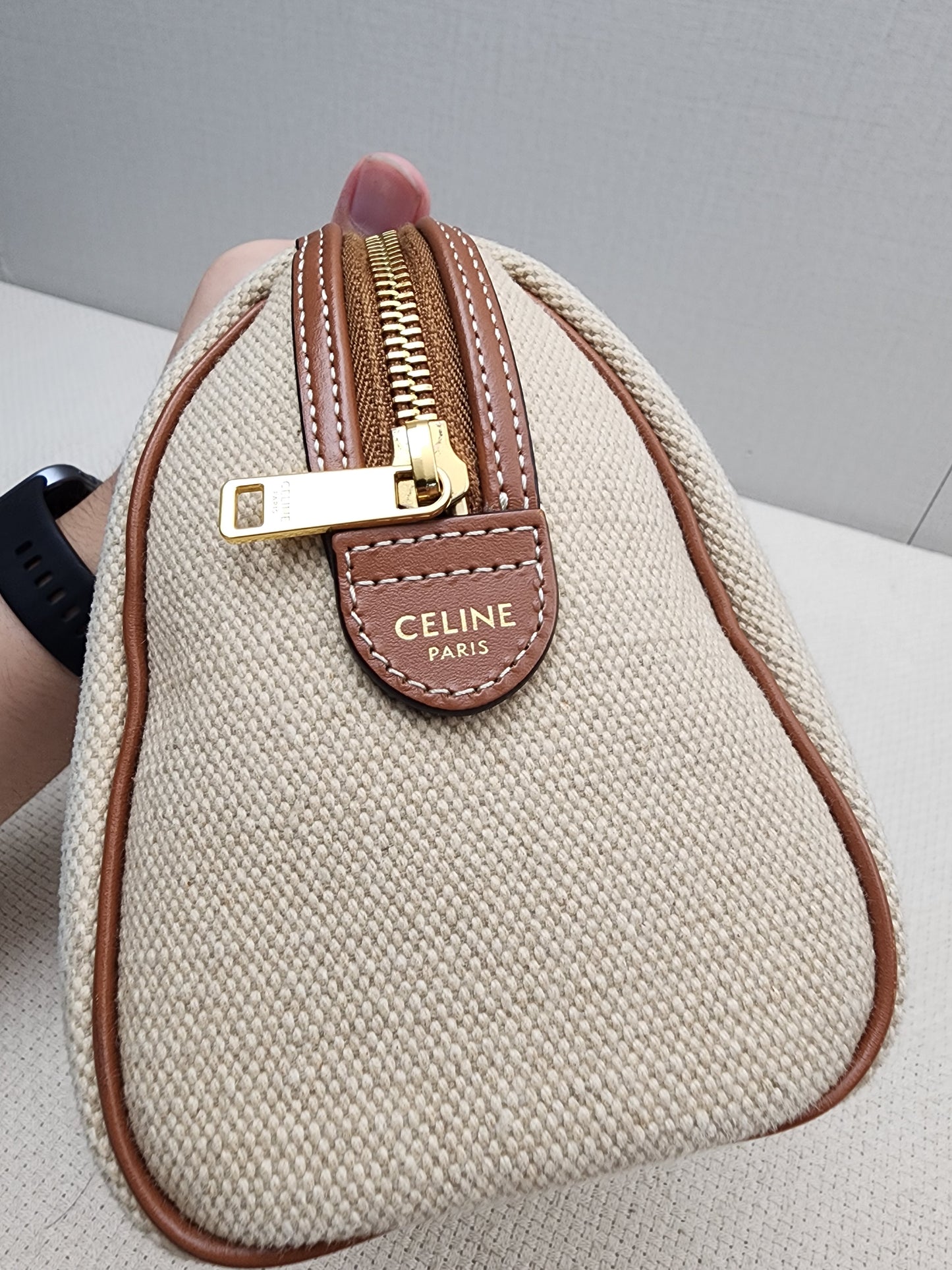 Celine Naturel Canvas Small Boston Bag