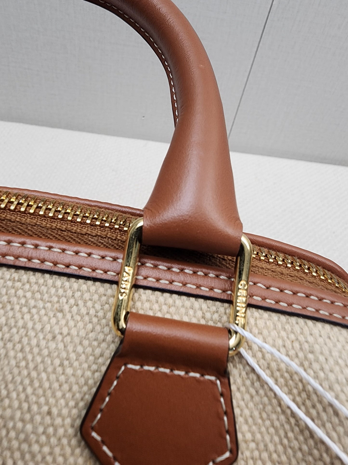 Celine Naturel Canvas Small Boston Bag