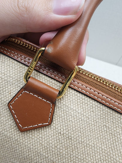 Celine Naturel Canvas Small Boston Bag