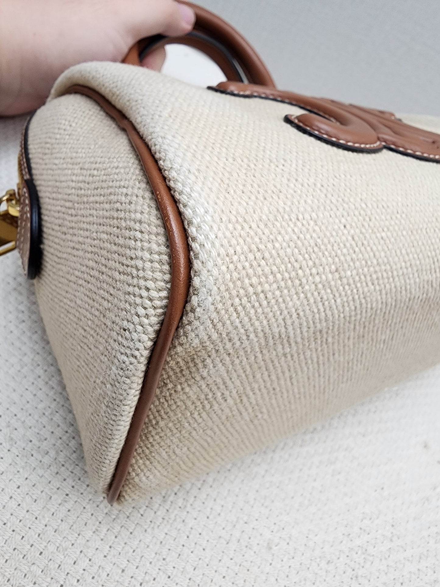 Celine Naturel Canvas Small Boston Bag