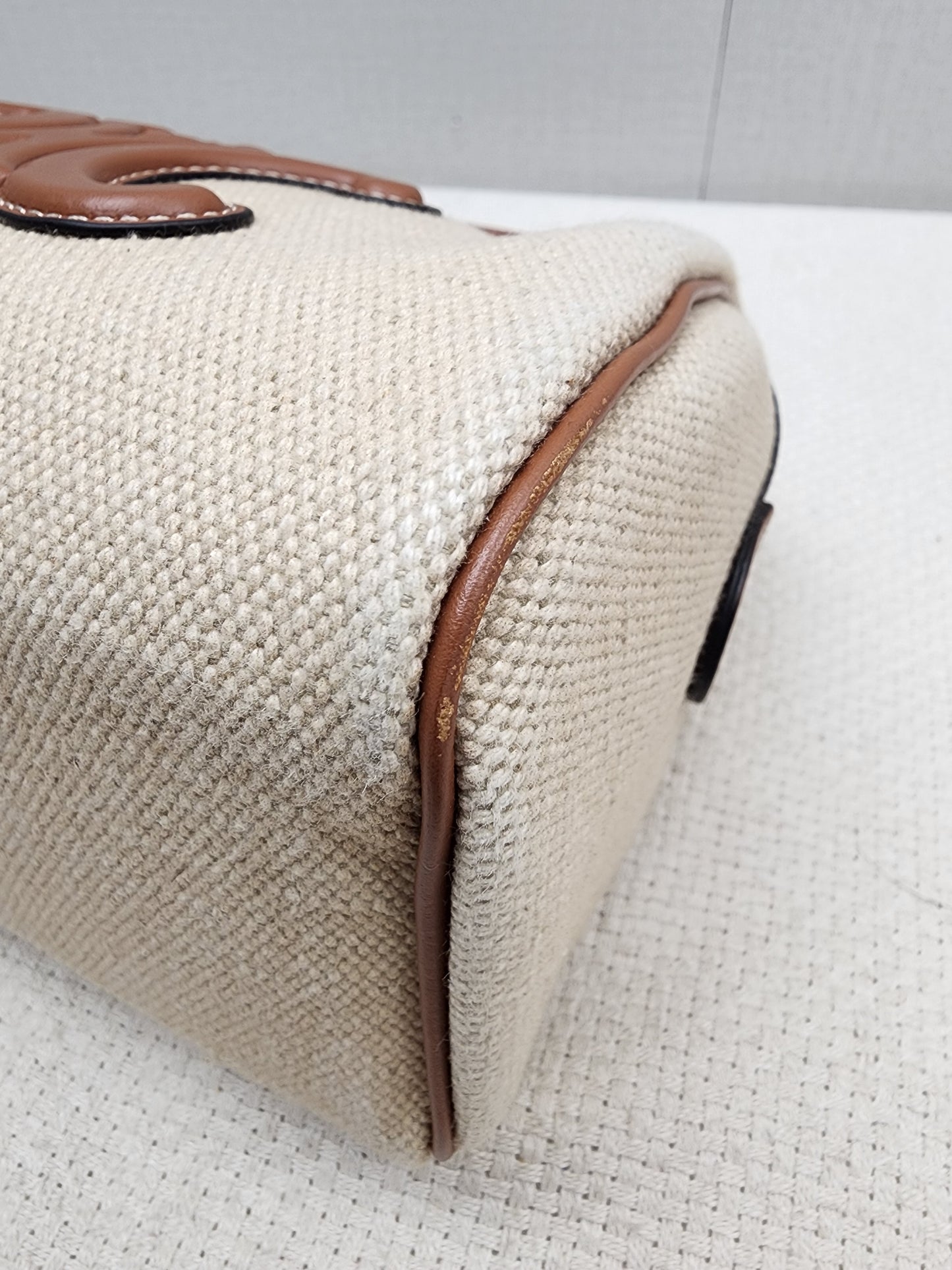 Celine Naturel Canvas Small Boston Bag