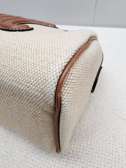 Celine Naturel Canvas Small Boston Bag