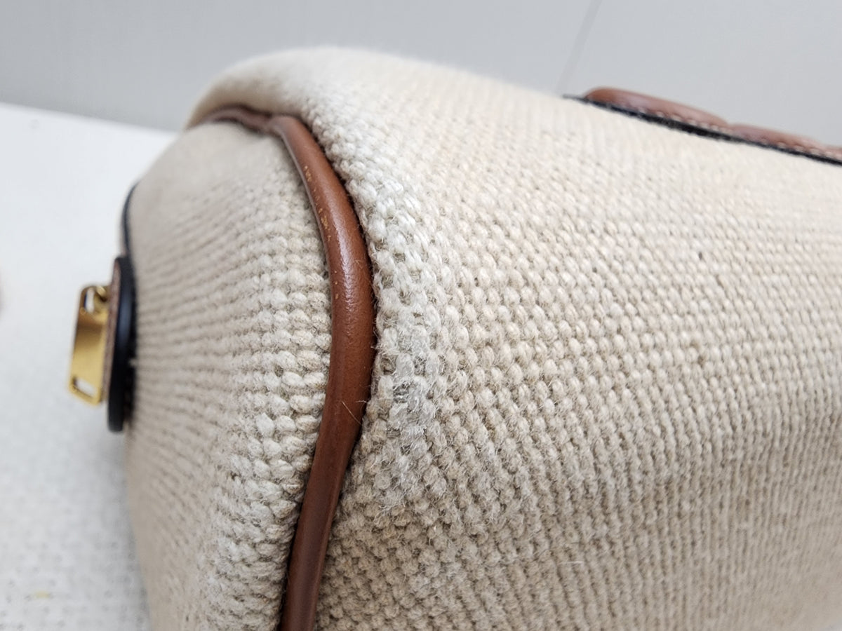 Celine Naturel Canvas Small Boston Bag