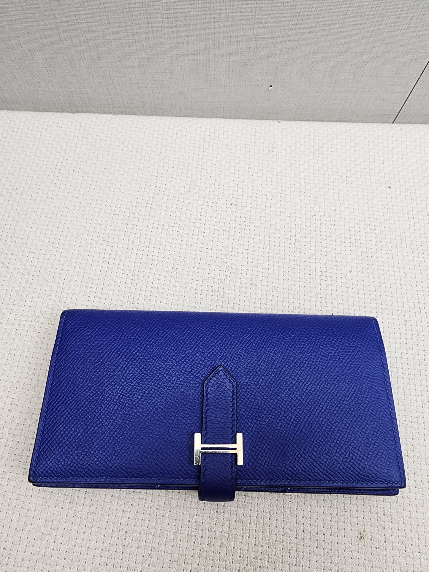 Hermes Blue Epsom Bearn Wallet (PHW)
