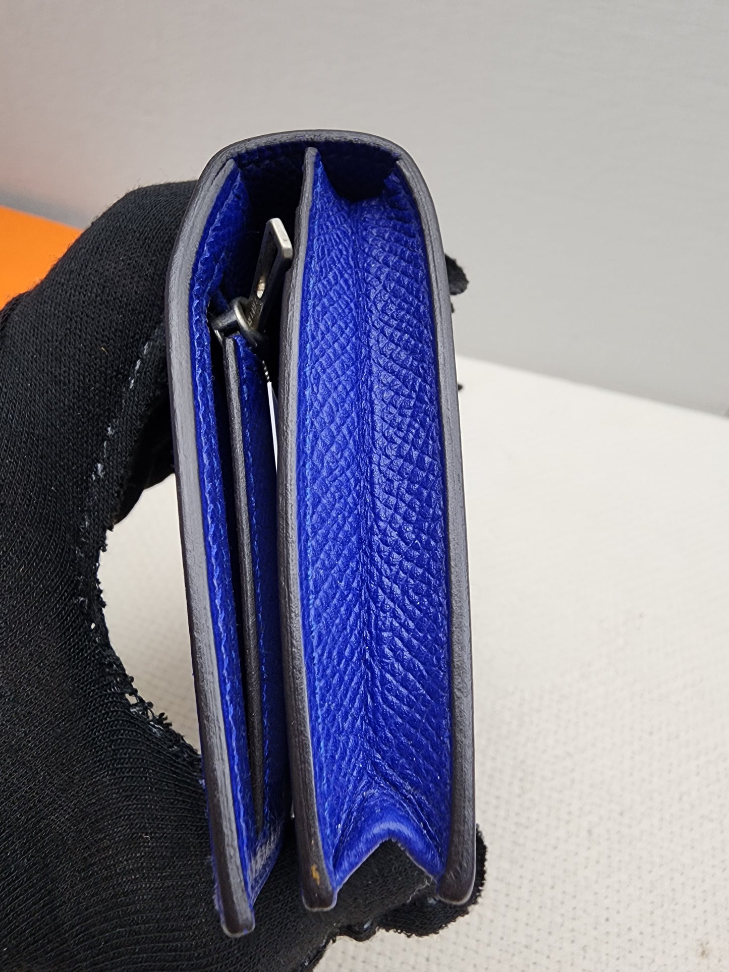 Hermes Blue Epsom Bearn Wallet (PHW)