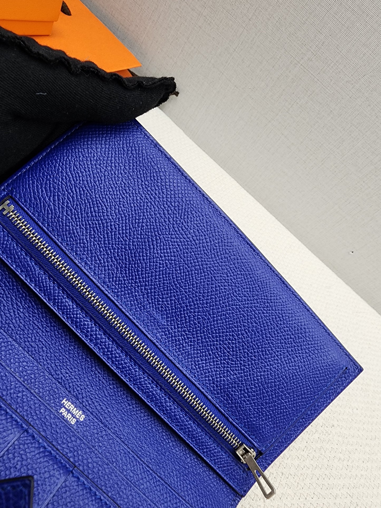 Hermes Blue Epsom Bearn Wallet (PHW)
