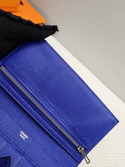 Hermes Blue Epsom Bearn Wallet (PHW)