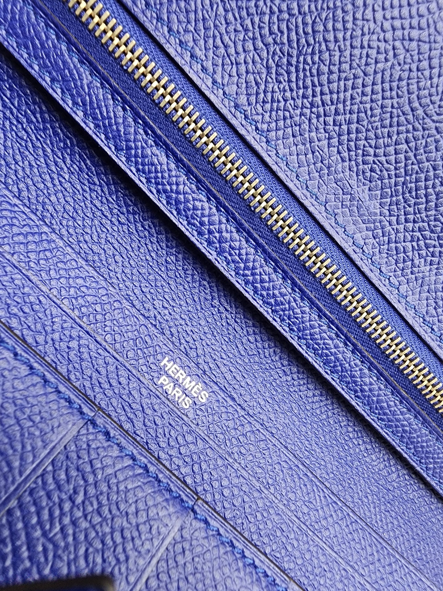 Hermes Blue Epsom Bearn Wallet (PHW)