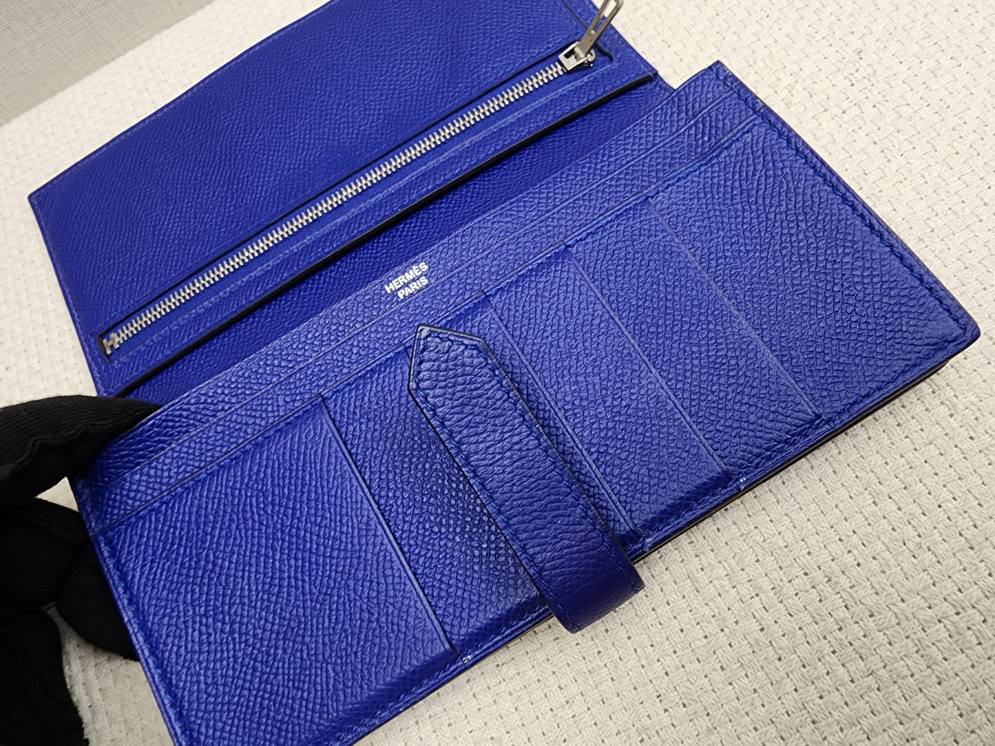 Hermes Blue Epsom Bearn Wallet (PHW)