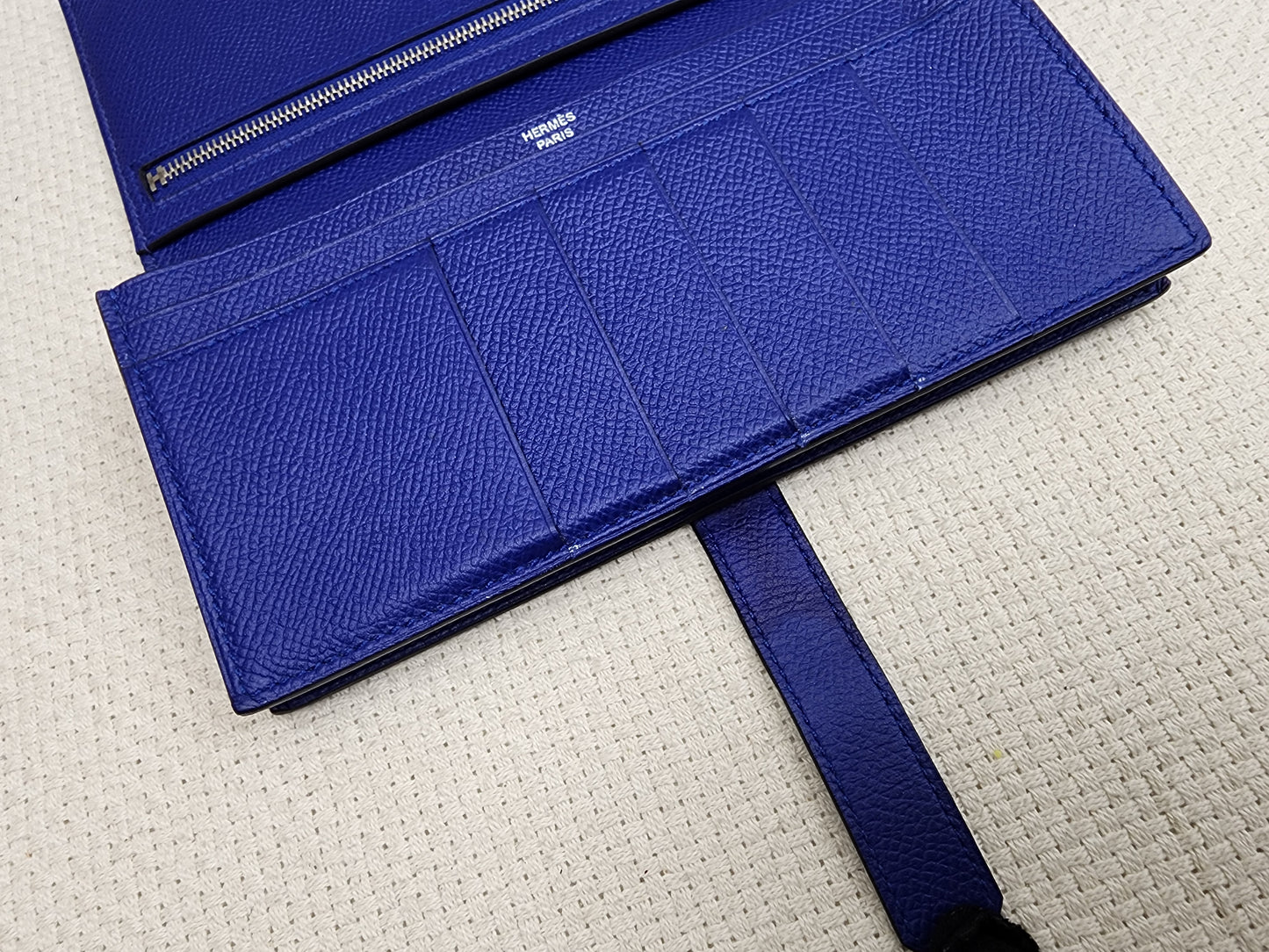 Hermes Blue Epsom Bearn Wallet (PHW)
