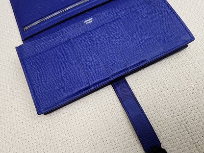 Hermes Blue Epsom Bearn Wallet (PHW)