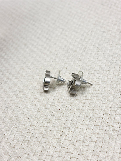 Chanel Silver Crystal CC Earrings