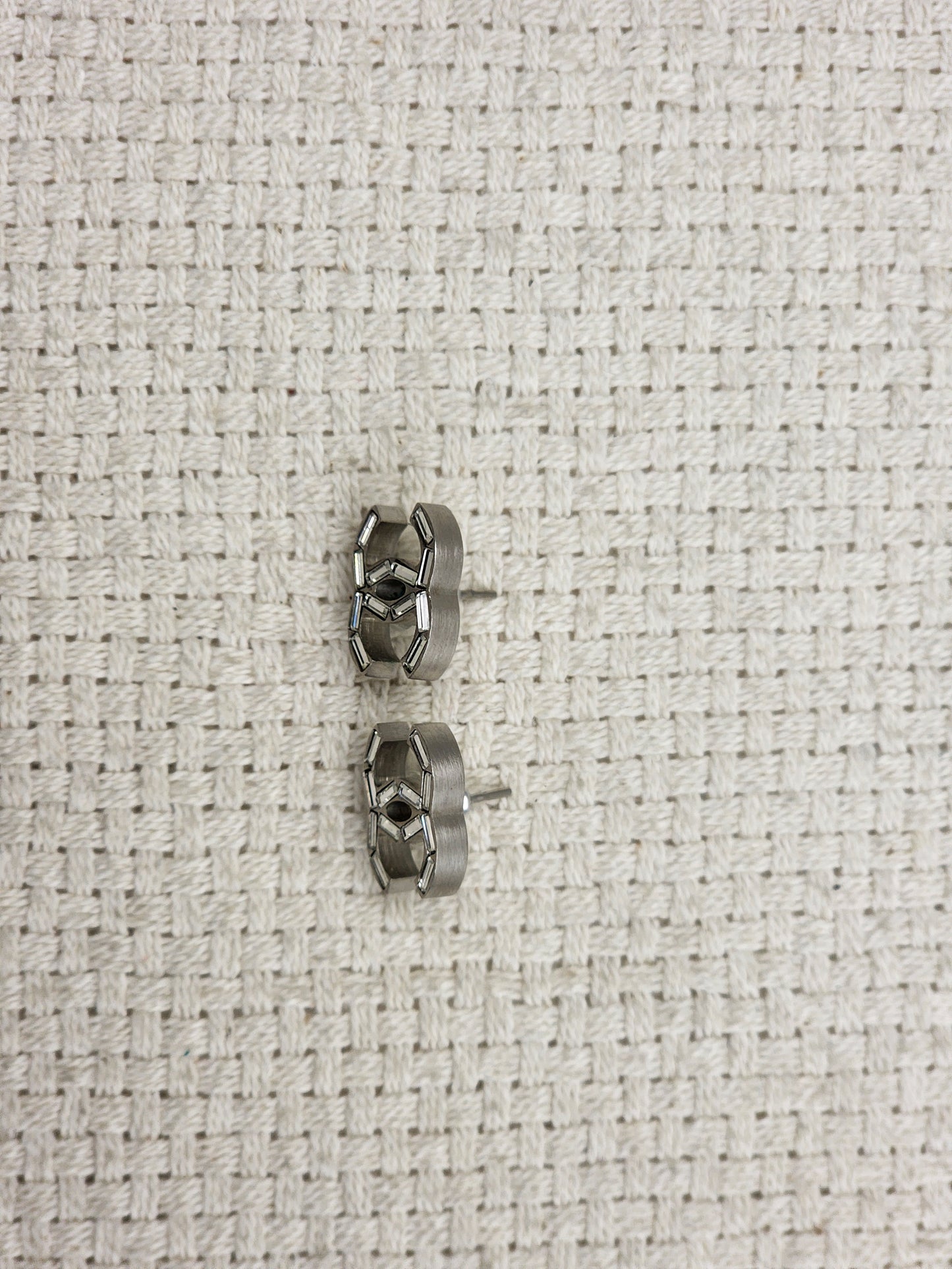 Chanel Silver Crystal CC Earrings