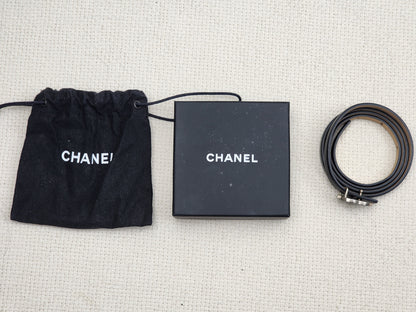 Chanel Black Leather Skinny CC Belt