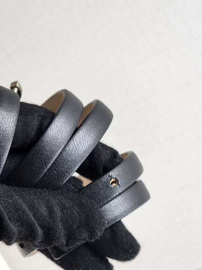 Chanel Black Leather Skinny CC Belt