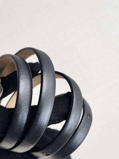 Chanel Black Leather Skinny CC Belt